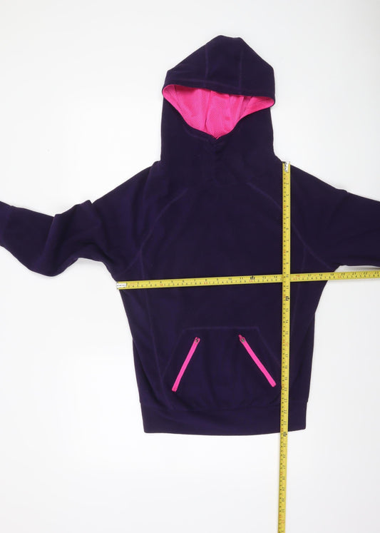 Tu Women's Purple Fleece Pullover Hoodie Size 8 with Pink Zip Accents