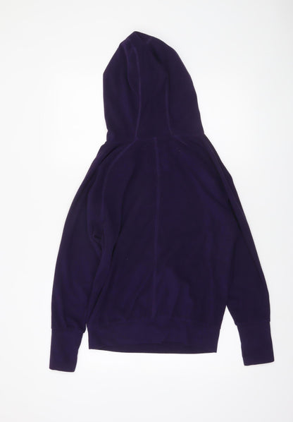 Tu Women's Purple Fleece Pullover Hoodie Size 8 with Pink Zip Accents