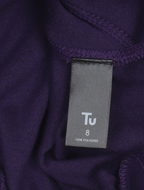 Tu Women's Purple Fleece Pullover Hoodie Size 8 with Pink Zip Accents