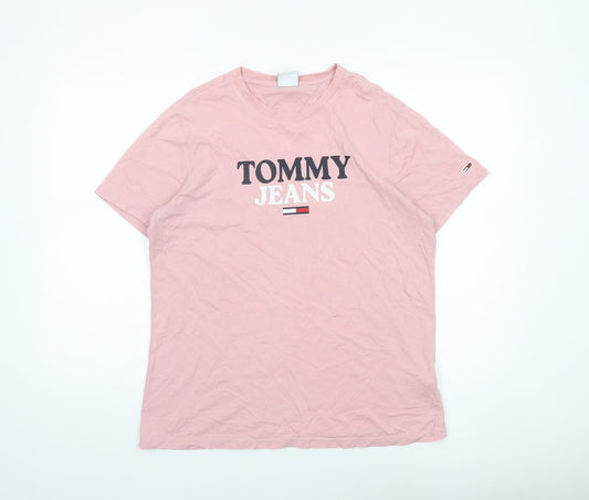 Womens UK Size L Tommy Jeans Pink Basic T-Shirt