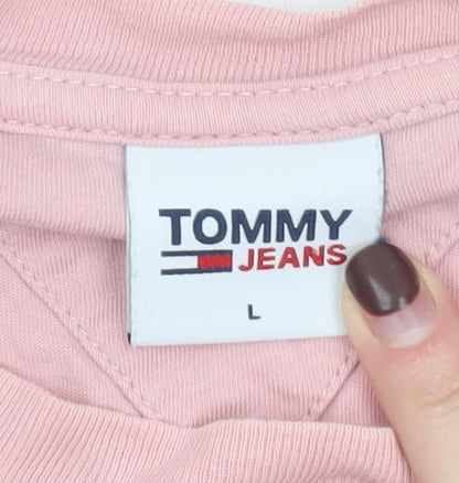Womens UK Size L Tommy Jeans Pink Basic T-Shirt