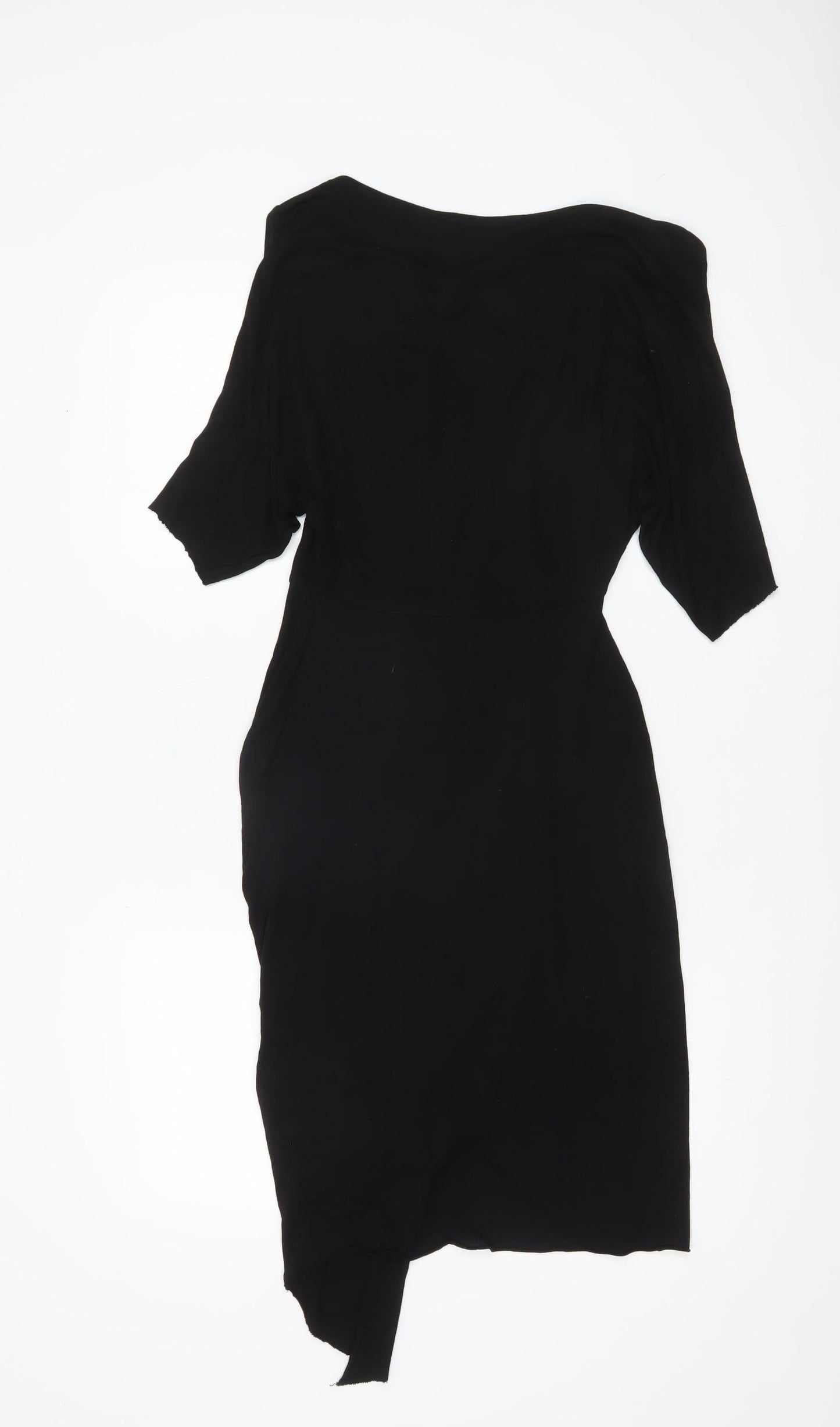 AllSaints Women's Black XS Asymmetric Knee Length Viscose Dress