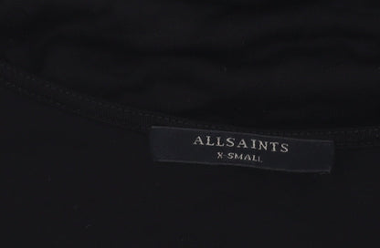AllSaints Women's Black XS Asymmetric Knee Length Viscose Dress