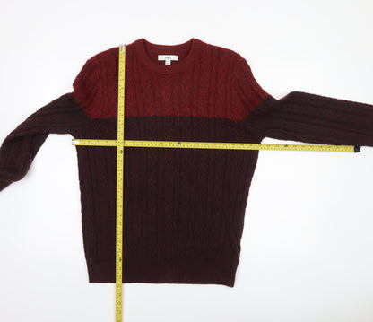 Marks and Spencer Men's Red Cable-Knit Jumper Size M Classic Fit