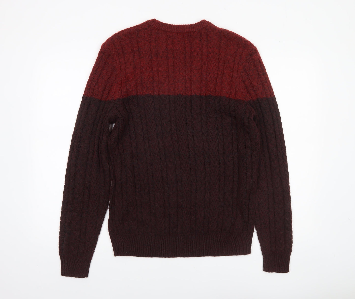 Marks and Spencer Men's Red Cable-Knit Jumper Size M Classic Fit