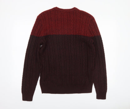 Marks and Spencer Men's Red Cable-Knit Jumper Size M Classic Fit