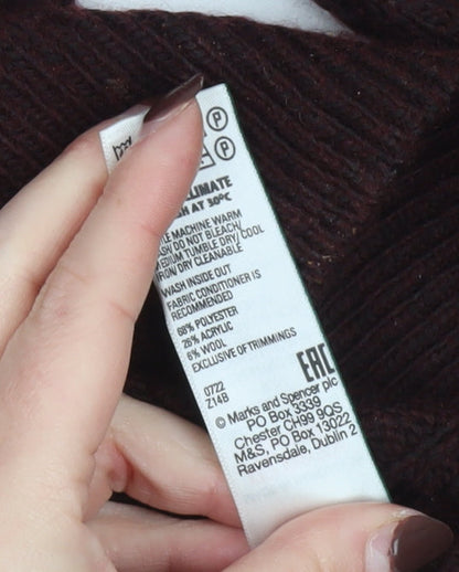 Marks and Spencer Men's Red Cable-Knit Jumper Size M Classic Fit