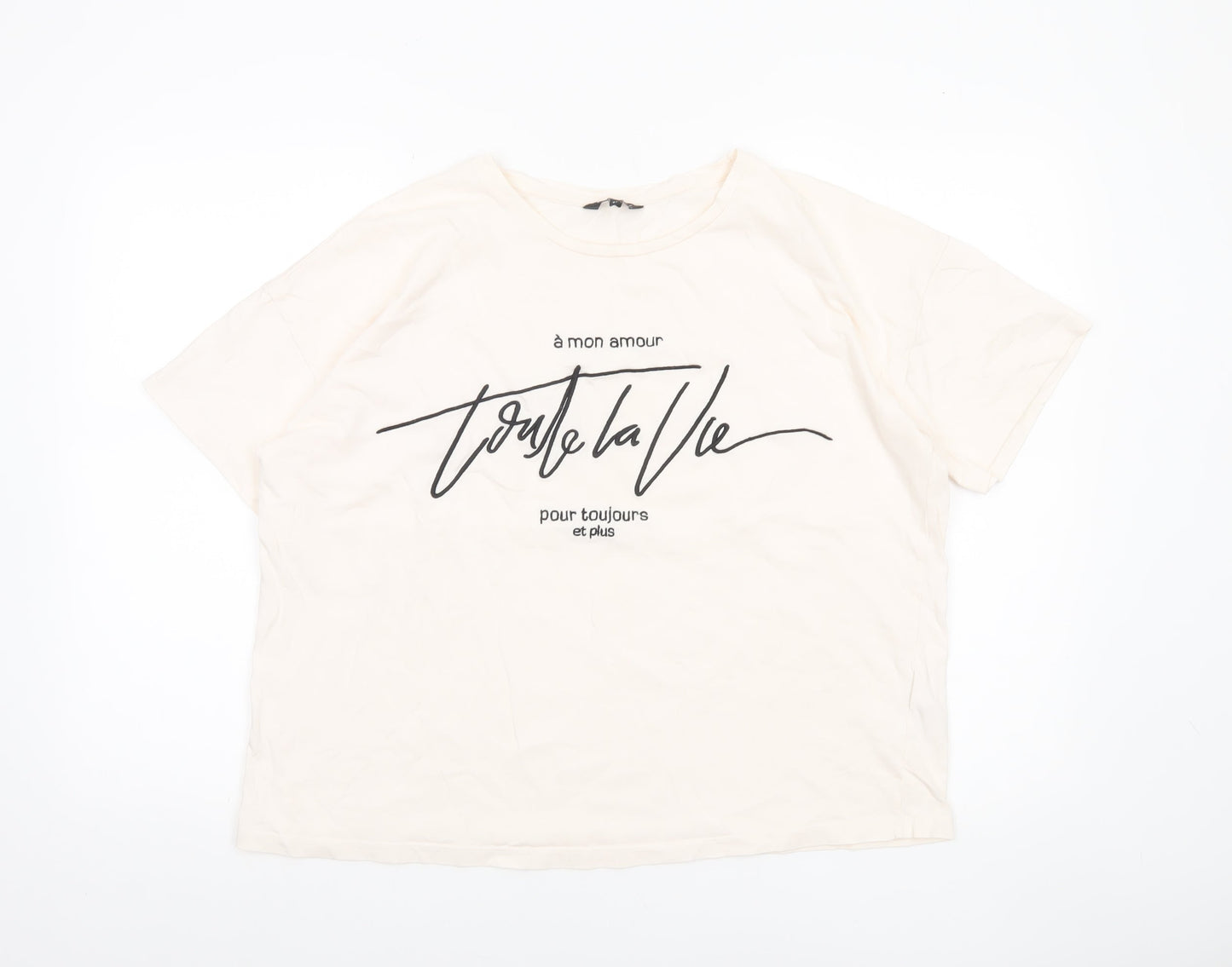 Peacocks Women’s Ivory T-Shirt Size 16 Basic Crew Neck Cotton