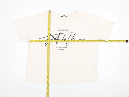 Peacocks Women’s Ivory T-Shirt Size 16 Basic Crew Neck Cotton