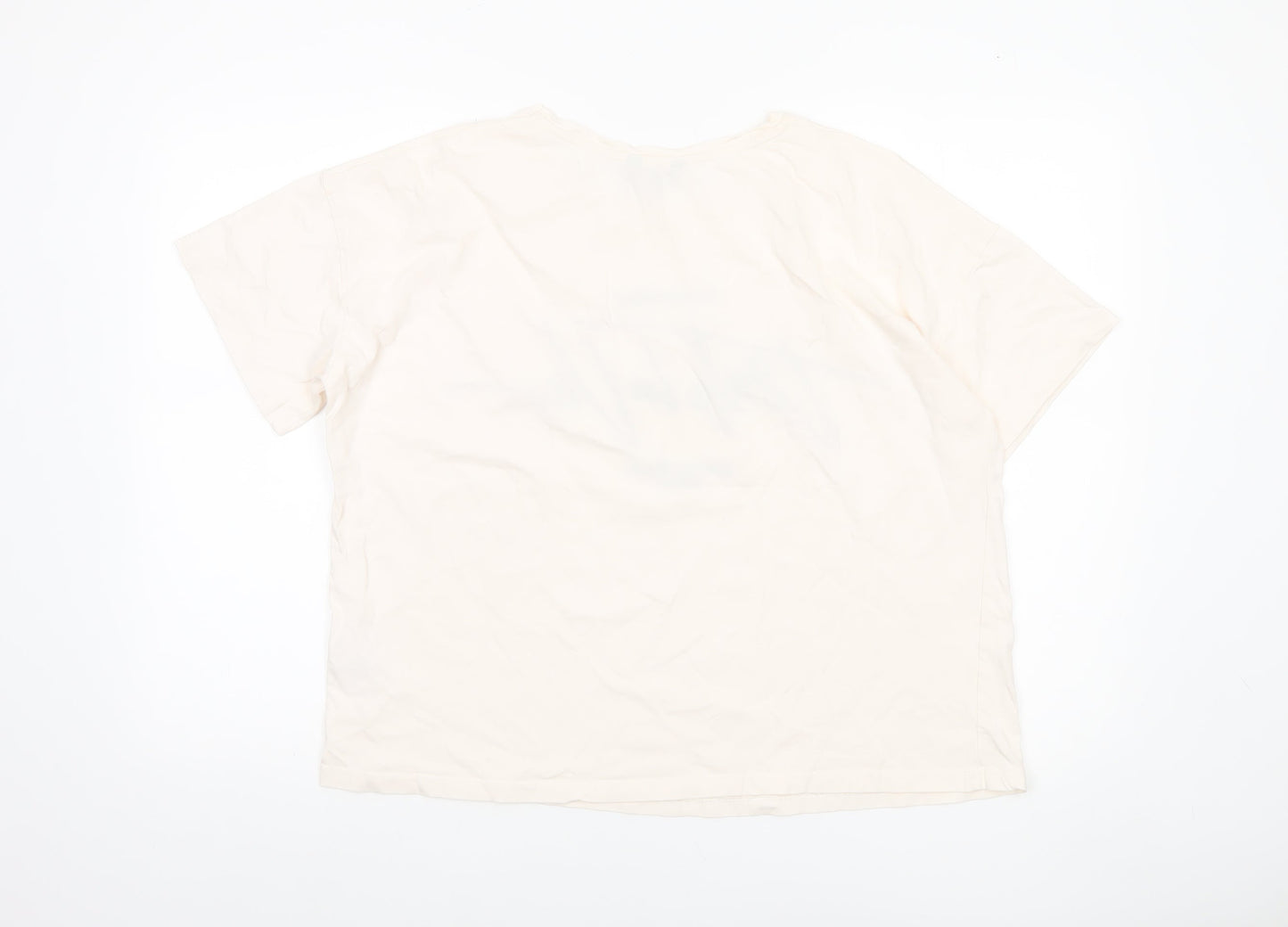 Peacocks Women’s Ivory T-Shirt Size 16 Basic Crew Neck Cotton