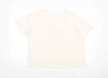 Peacocks Women’s Ivory T-Shirt Size 16 Basic Crew Neck Cotton