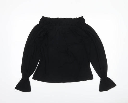 New Look Women’s Black Off Shoulder Long Sleeve Tunic Blouse Size 18