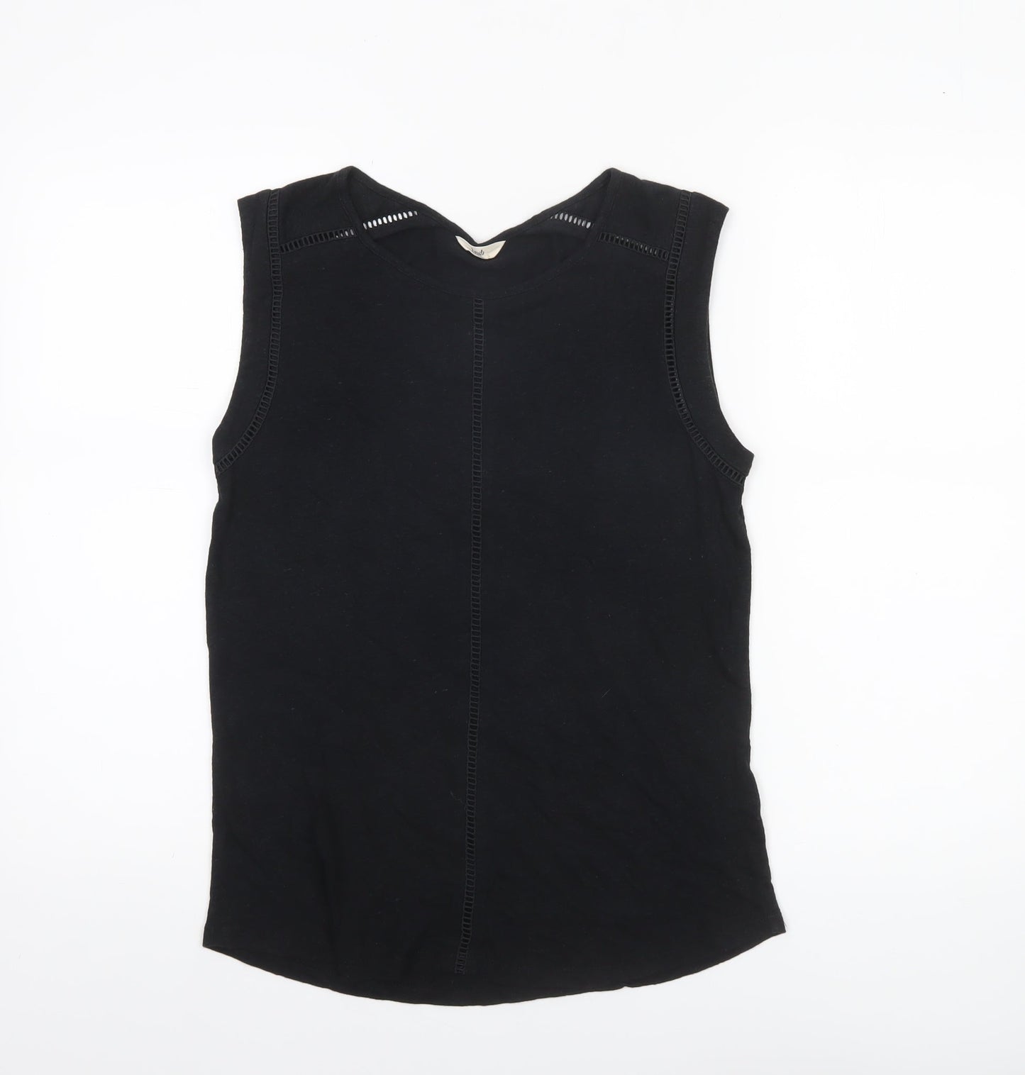 Hush Women's Black Linen Blend Lace Trim Sleeveless Tank Top XS
