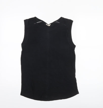 Hush Women's Black Linen Blend Lace Trim Sleeveless Tank Top XS