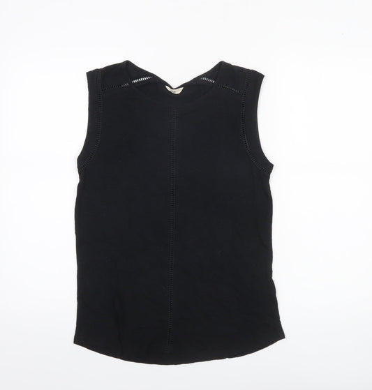 Hush Women's Black Linen Blend Lace Trim Sleeveless Tank Top XS