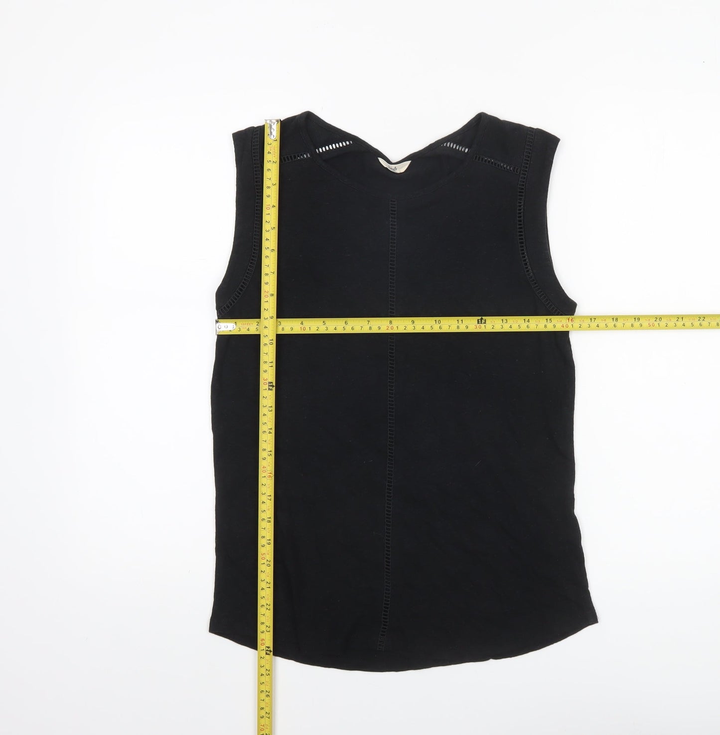 Hush Women's Black Linen Blend Lace Trim Sleeveless Tank Top XS