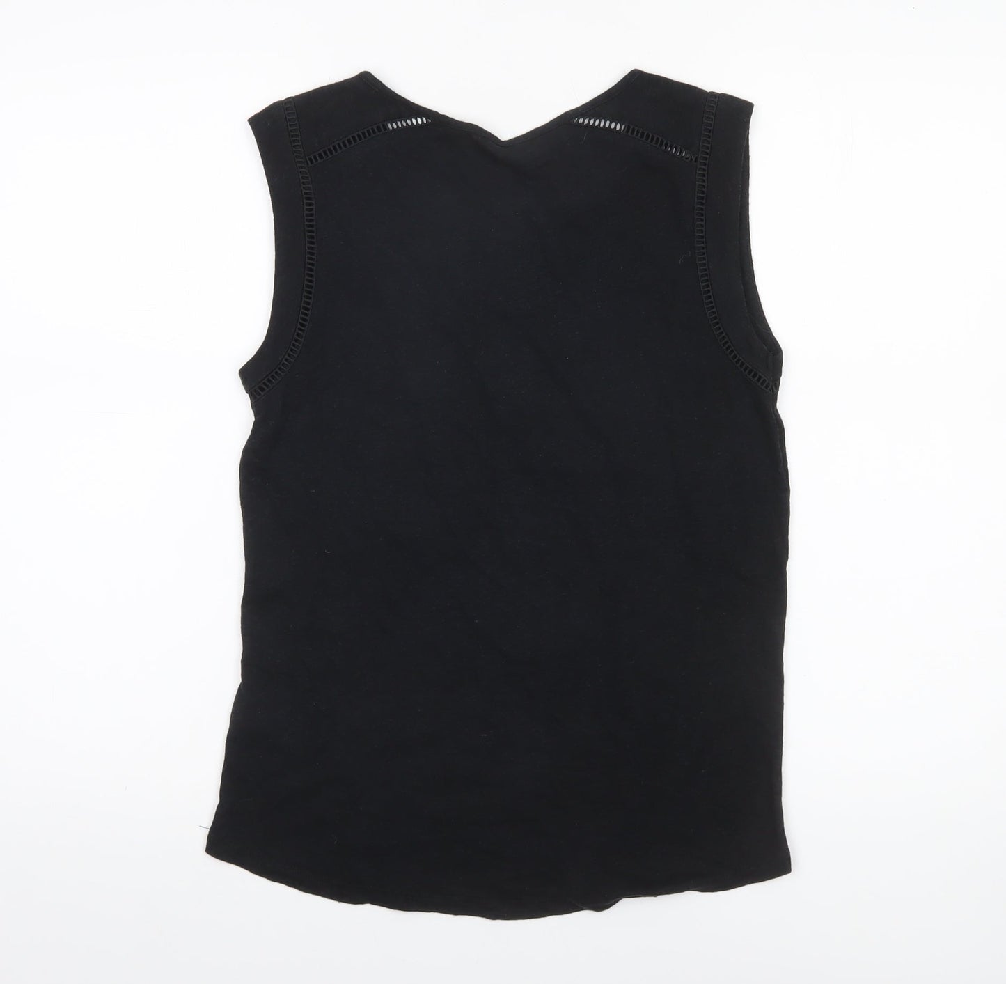 Hush Women's Black Linen Blend Lace Trim Sleeveless Tank Top XS