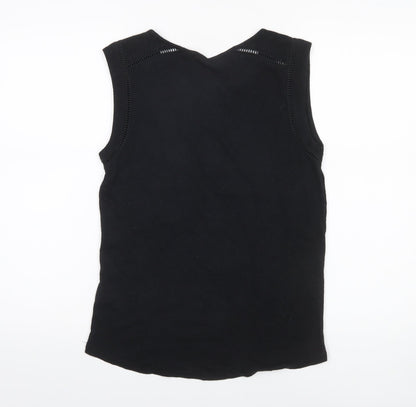 Hush Women's Black Linen Blend Lace Trim Sleeveless Tank Top XS