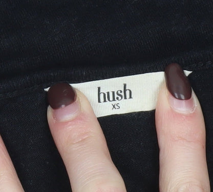 Hush Women's Black Linen Blend Lace Trim Sleeveless Tank Top XS