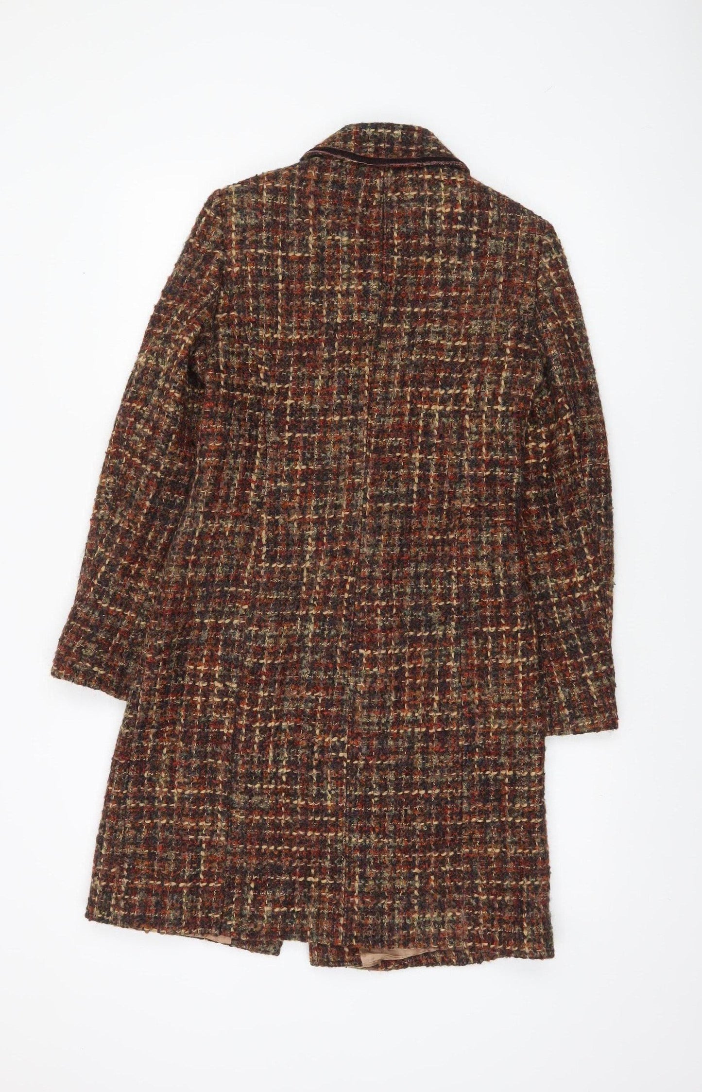 Principles Women's Brown Tweed Long Wool Blend Coat Size 8