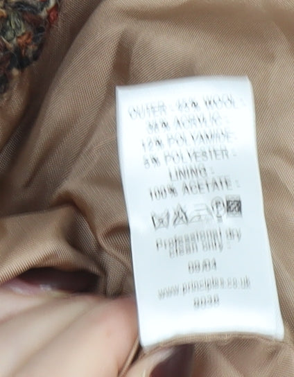Principles Women's Brown Tweed Long Wool Blend Coat Size 8