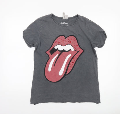 Womens UK Size S H&M Grey Basic T-Shirt
