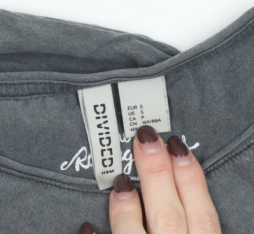 Womens UK Size S H&M Grey Basic T-Shirt