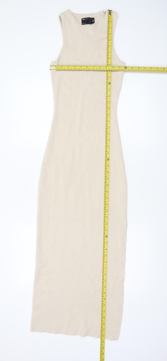 ASOS DESIGN Women’s Beige Midi Bodycon Sleeveless Knit Dress Size 10