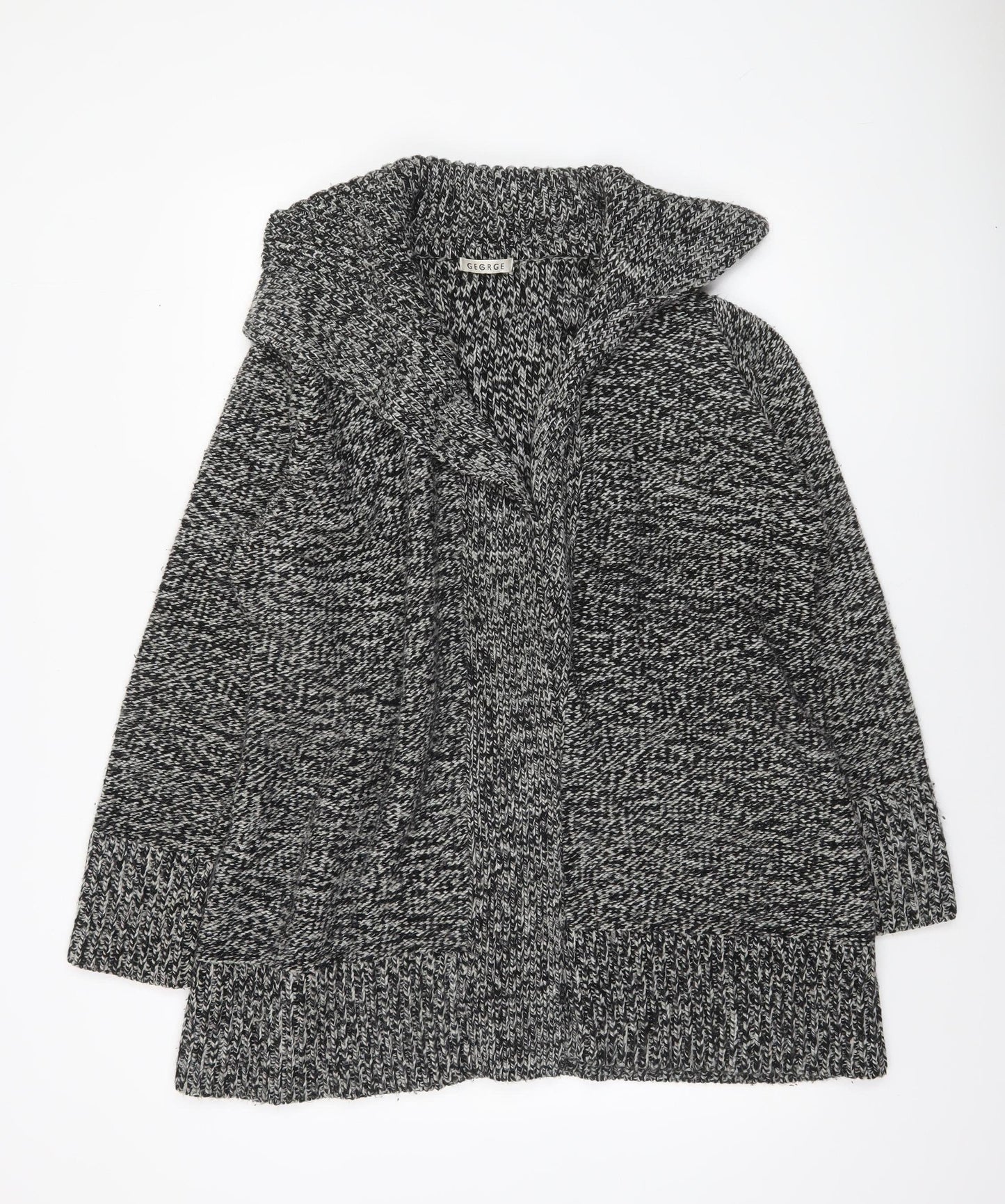 George Women Grey Black Knit Long Sleeve Open Cardigan Size 20