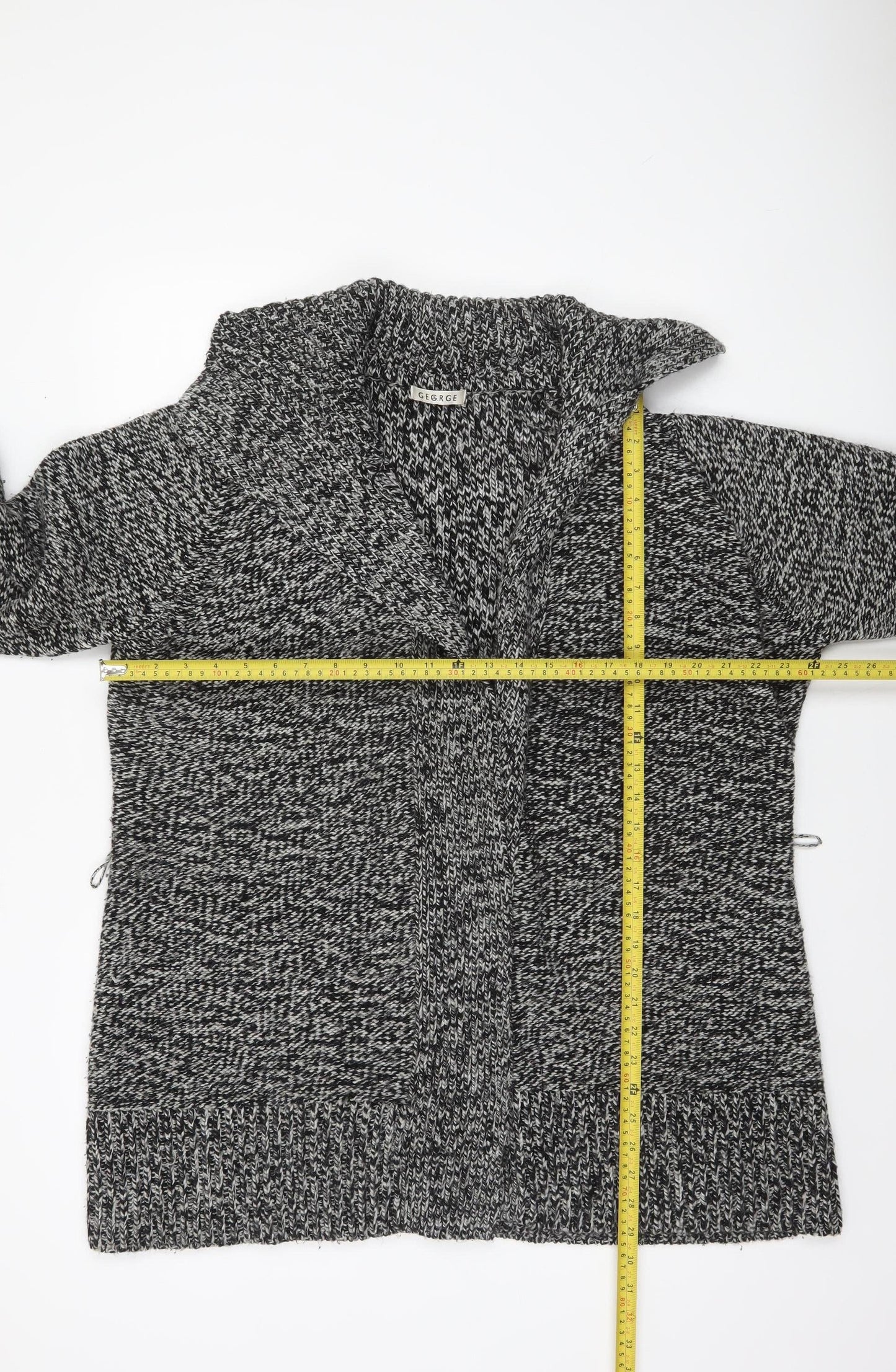 George Women Grey Black Knit Long Sleeve Open Cardigan Size 20