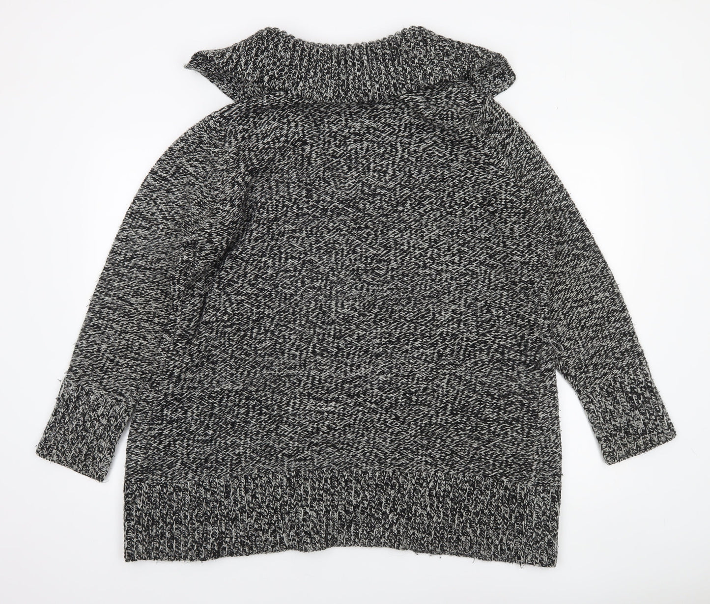 George Women Grey Black Knit Long Sleeve Open Cardigan Size 20