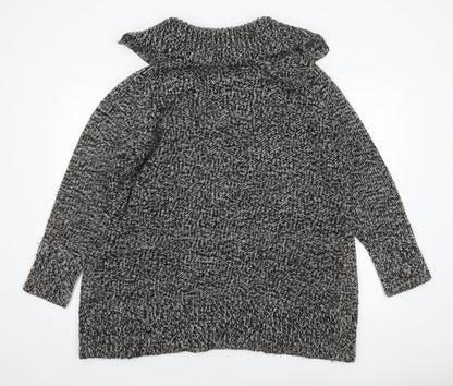 George Women Grey Black Knit Long Sleeve Open Cardigan Size 20