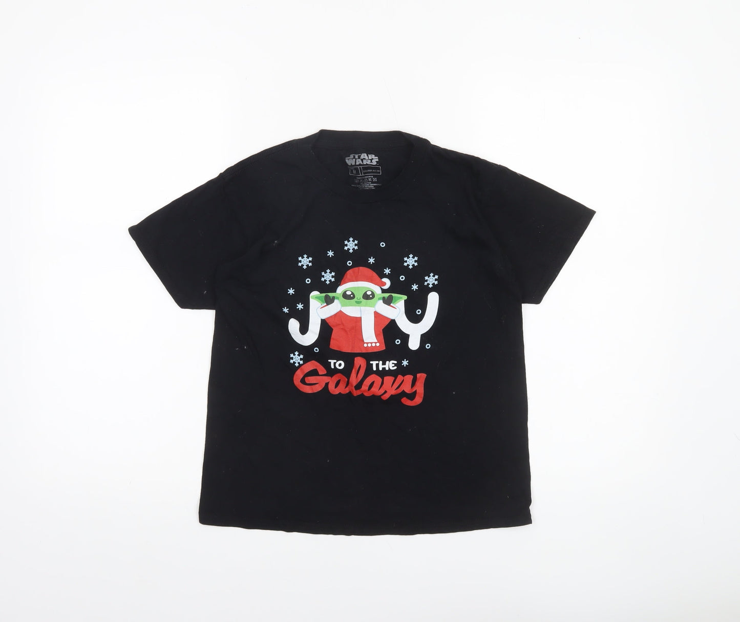 Star Wars Boys Black M Christmas Baby Yoda Graphic Cotton T-Shirt
