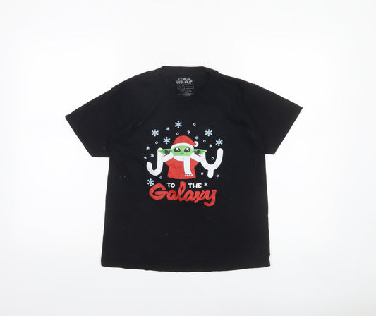Star Wars Boys Black M Christmas Baby Yoda Graphic Cotton T-Shirt