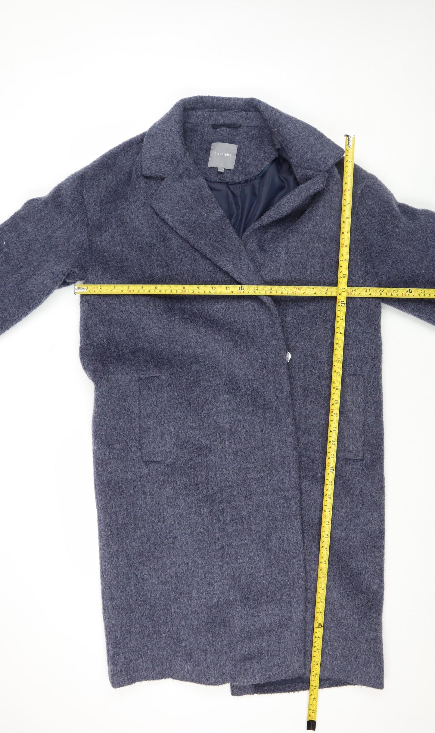 Principles Women's Grey Wool Blend Mid-Length Coat UK 14 Classic Style