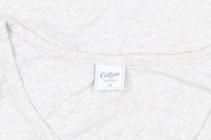 Cotton Traders Women’s Beige Owl Sequin 3/4 Sleeve Cotton T-Shirt Size 24