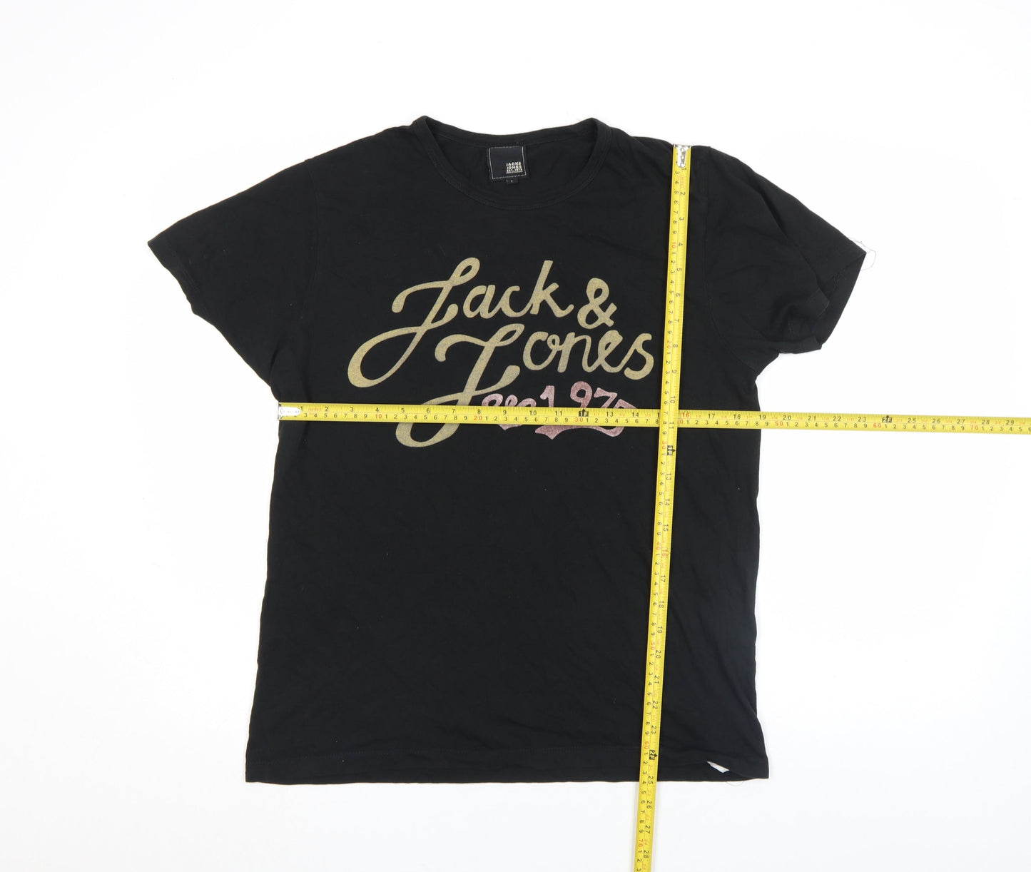 Unisex Adults UK Size L JACK & JONES Black Basic T-Shirt