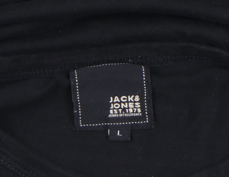Unisex Adults UK Size L JACK & JONES Black Basic T-Shirt