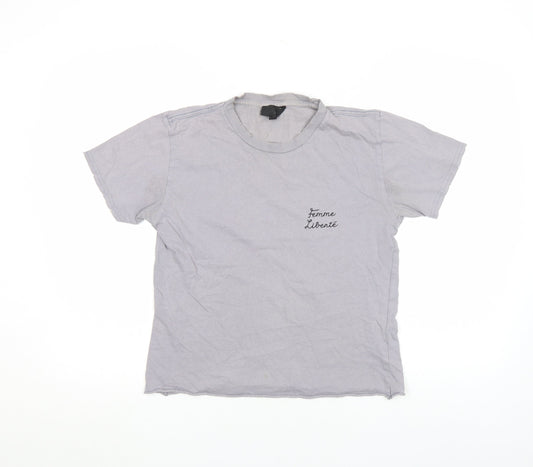 Womens UK Size XS Topshop Grey Basic T-Shirt