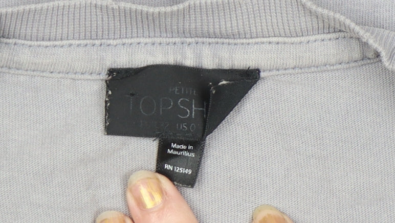 Womens UK Size XS Topshop Grey Basic T-Shirt