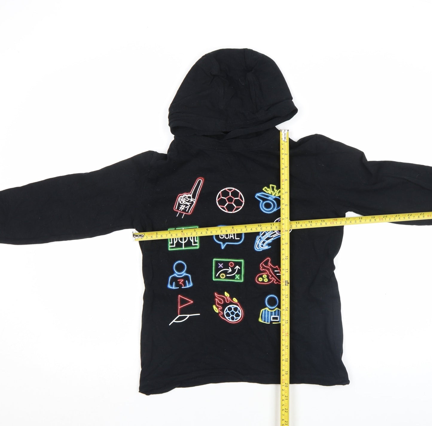 Next Boys Black Pullover Hoodie 11 Years Graphic Sports Design