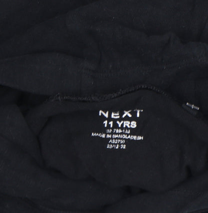 Next Boys Black Pullover Hoodie 11 Years Graphic Sports Design
