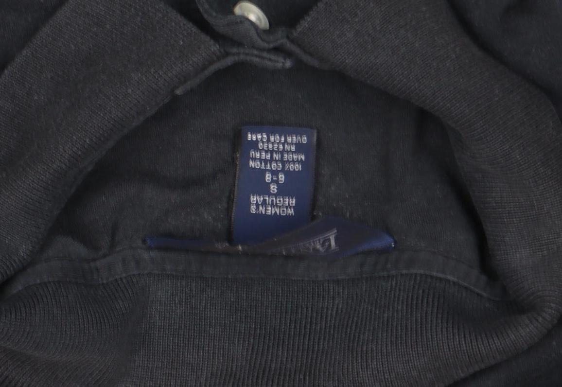 Lands' End Women's Black Cotton Short Sleeve Polo Shirt Size S