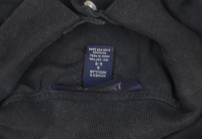 Lands' End Women's Black Cotton Short Sleeve Polo Shirt Size S