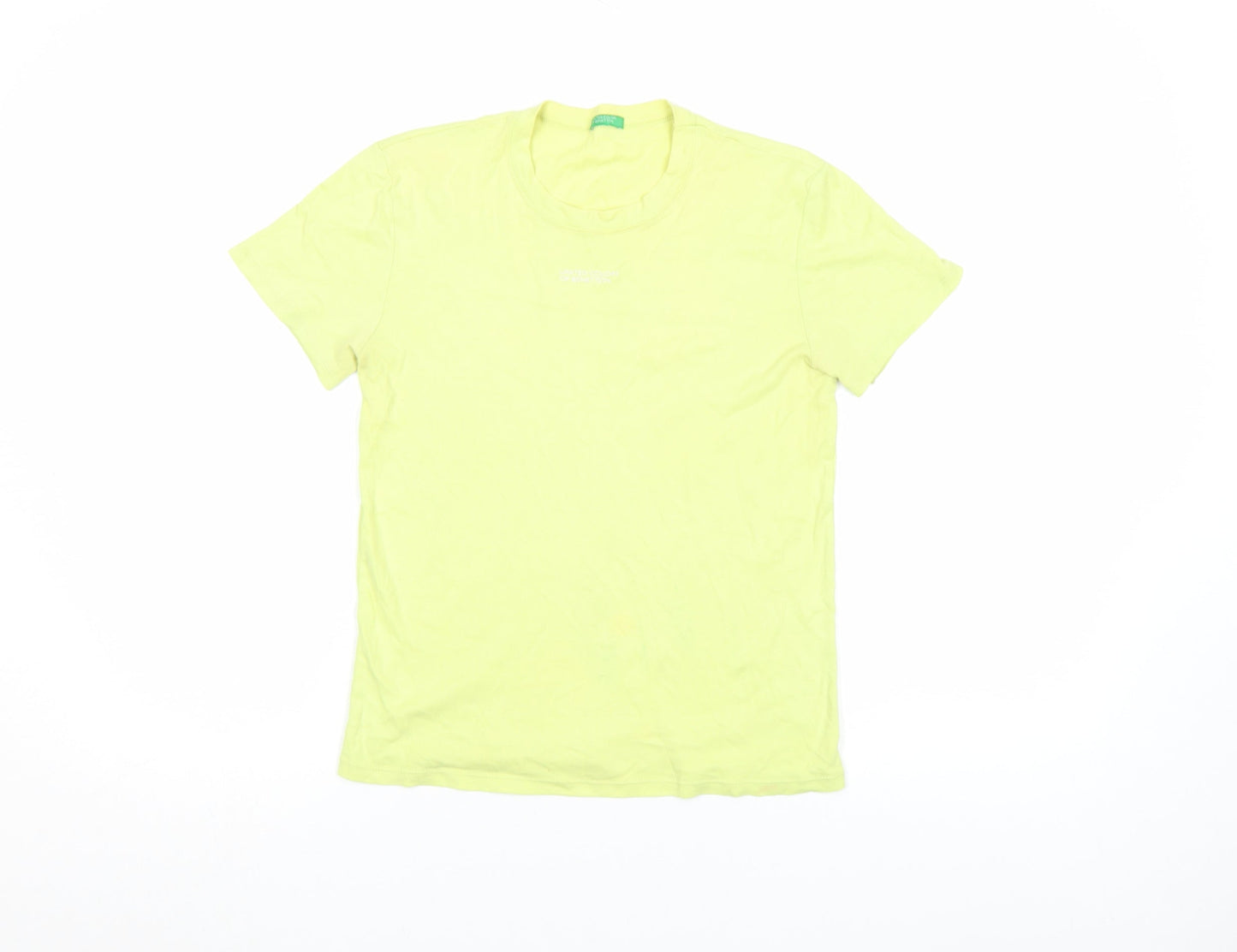 Womens UK Size S United Colors of Benetton Yellow Basic T-Shirt