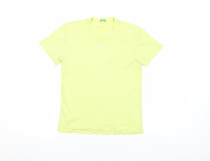 Womens UK Size S United Colors of Benetton Yellow Basic T-Shirt