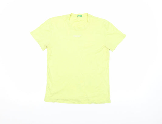 Womens UK Size S United Colors of Benetton Yellow Basic T-Shirt