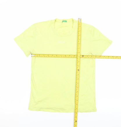 Womens UK Size S United Colors of Benetton Yellow Basic T-Shirt