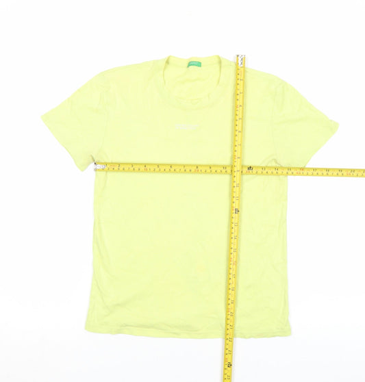Womens UK Size S United Colors of Benetton Yellow Basic T-Shirt