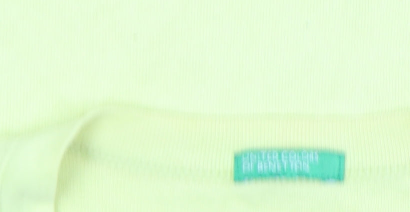 Womens UK Size S United Colors of Benetton Yellow Basic T-Shirt